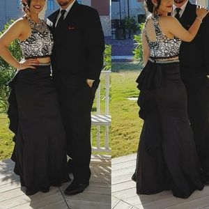 Lace Top with Trumpet Skirt Two-Piece Dress